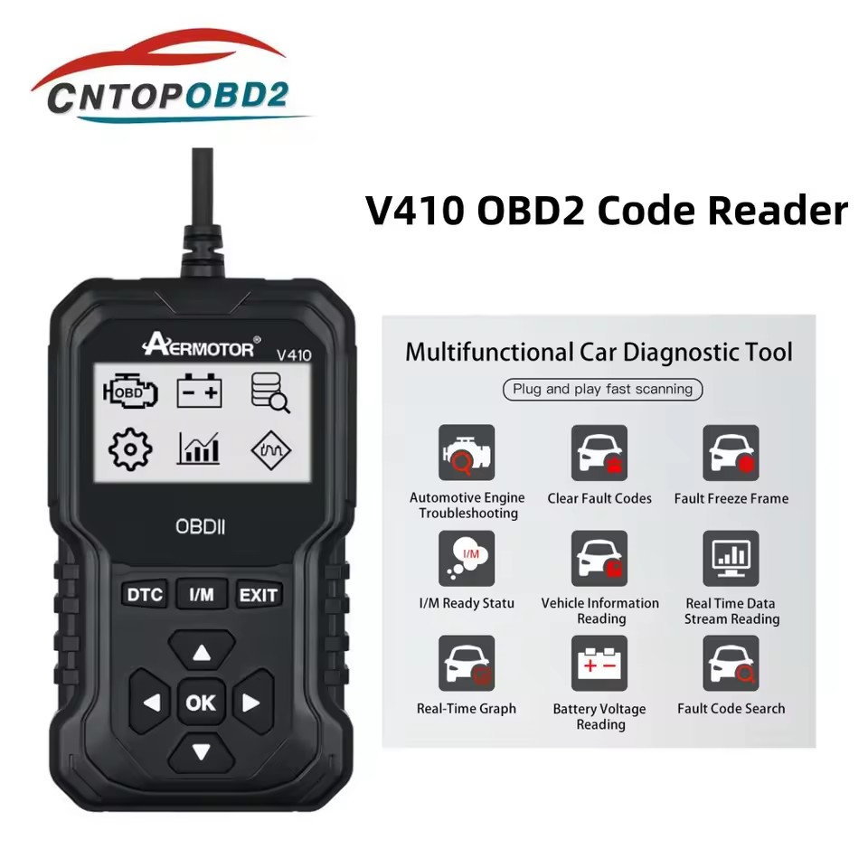 Aermotor V410 Car Code Reader OBD2 Scanner, Full System Diagnostic Scan Tools, Check Engine, Free Update