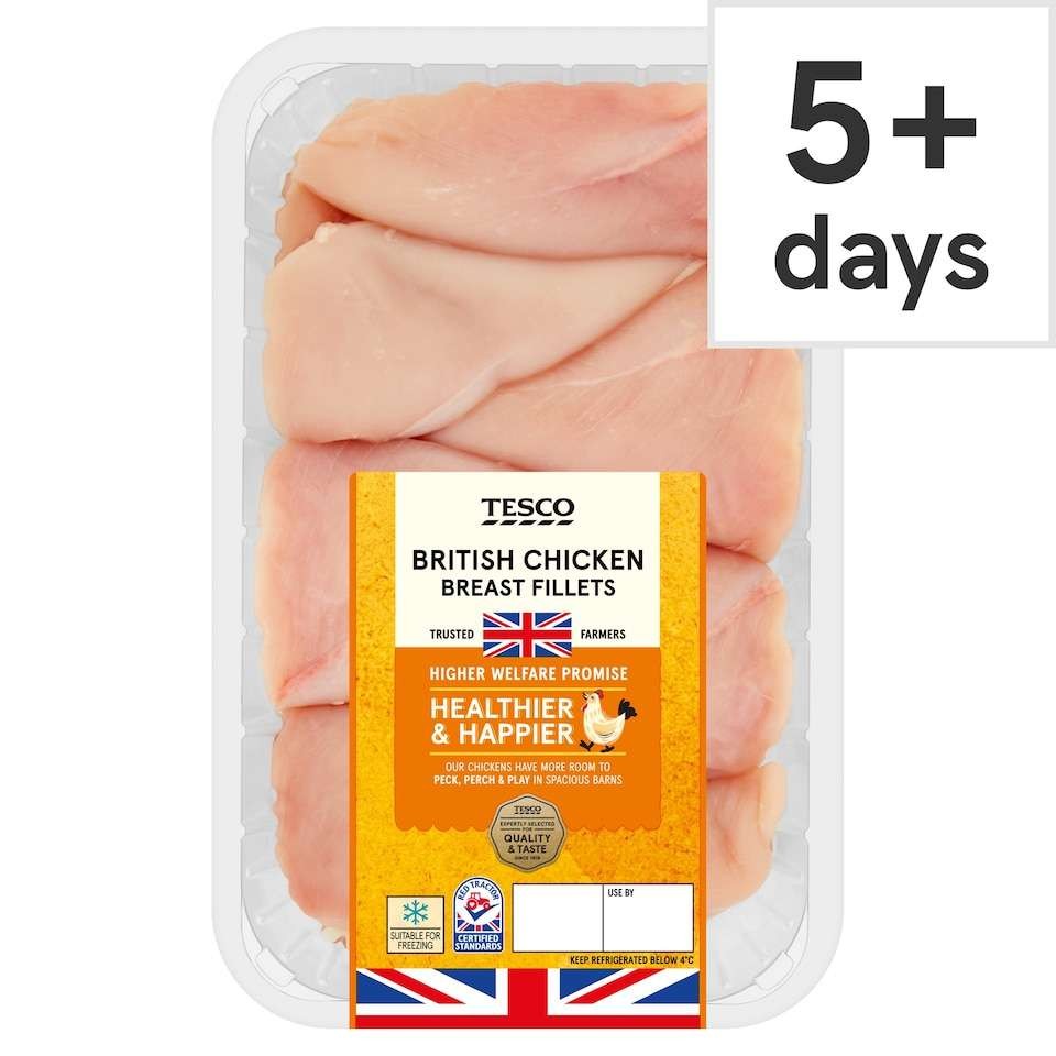 Tesco British Chicken Breast Fillets 1KG, Clubcard Price