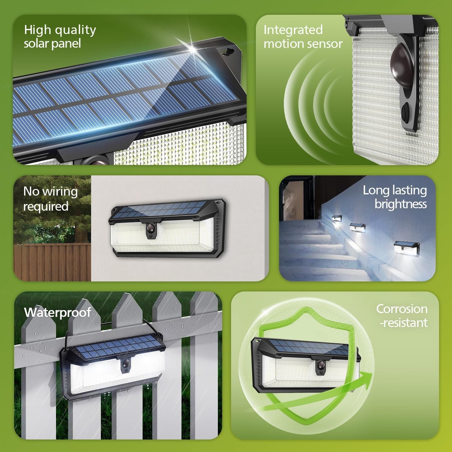 Philips Solar Lights Motion Sensor Outdoor, 258 LEDs Solar Powered Security Lights, 3 Lighting Modes, Waterproof Wall Lights for Outside Yard Fence Garden Garage