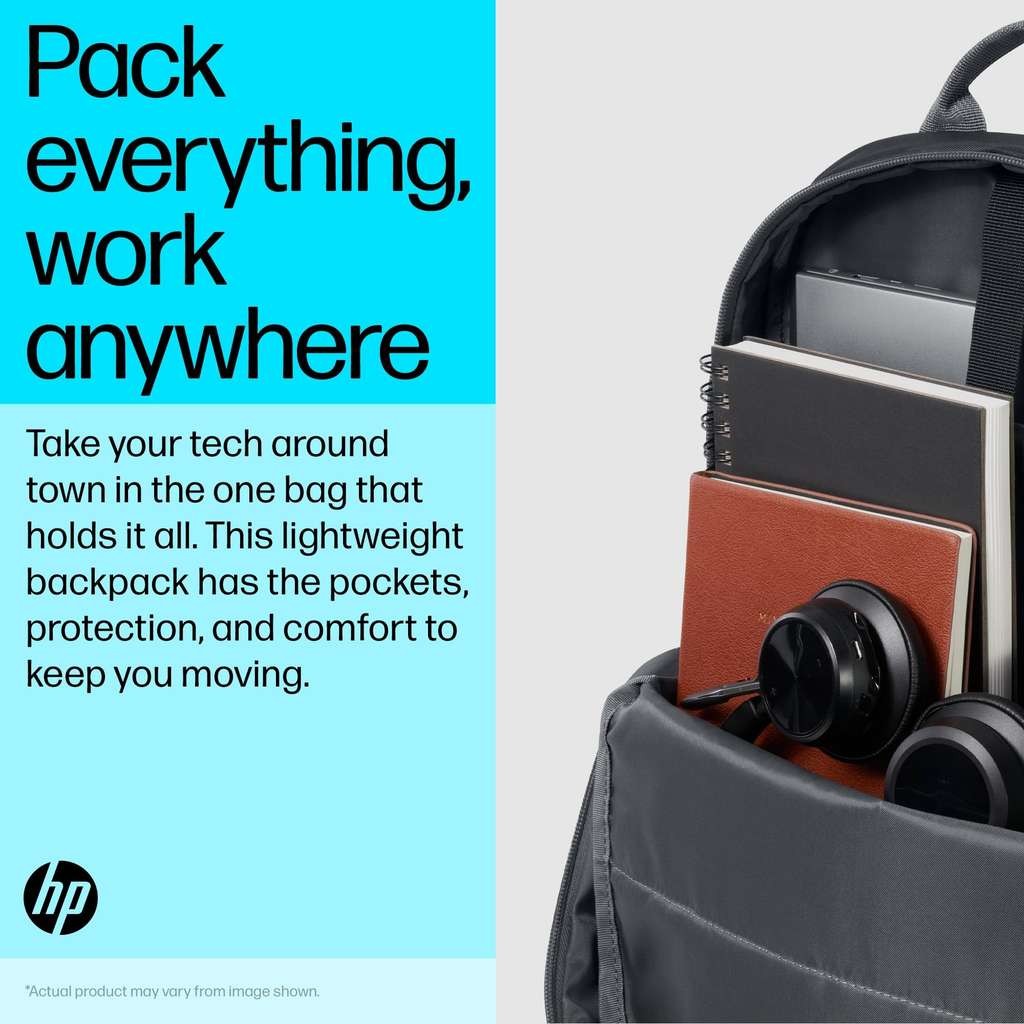 HP 15.6-inch laptop backpack. Padded, comfortable, water-resistant, durable, lightweight. Good