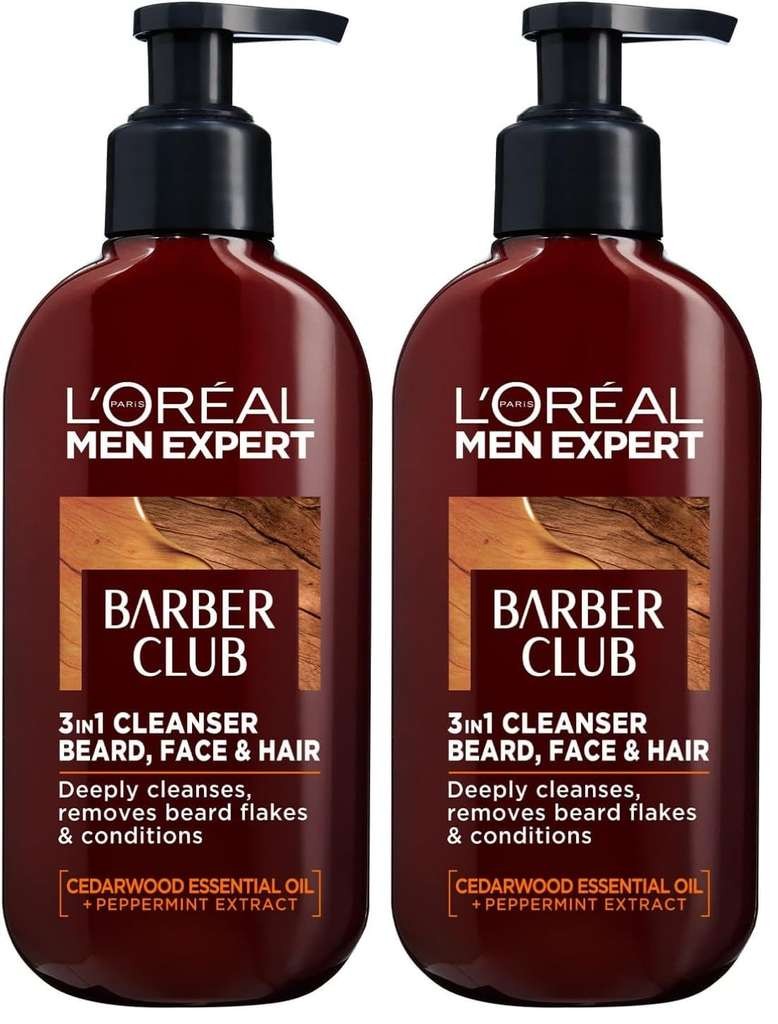 L'Oreal Men Expert Barber Club 3-in-1 Beard, Hair & Face Wash (2x 200ml) £8.79 (£7.85 S&S)