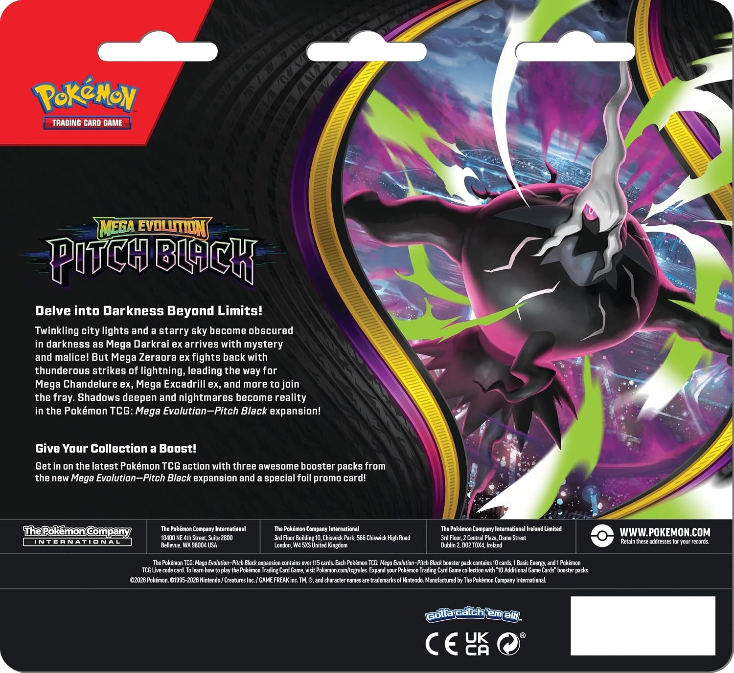 Pokemon TCG: Mega Evolution Pitch Black Triple Pack with 1 Foil Promo Card and 3 Booster Packs