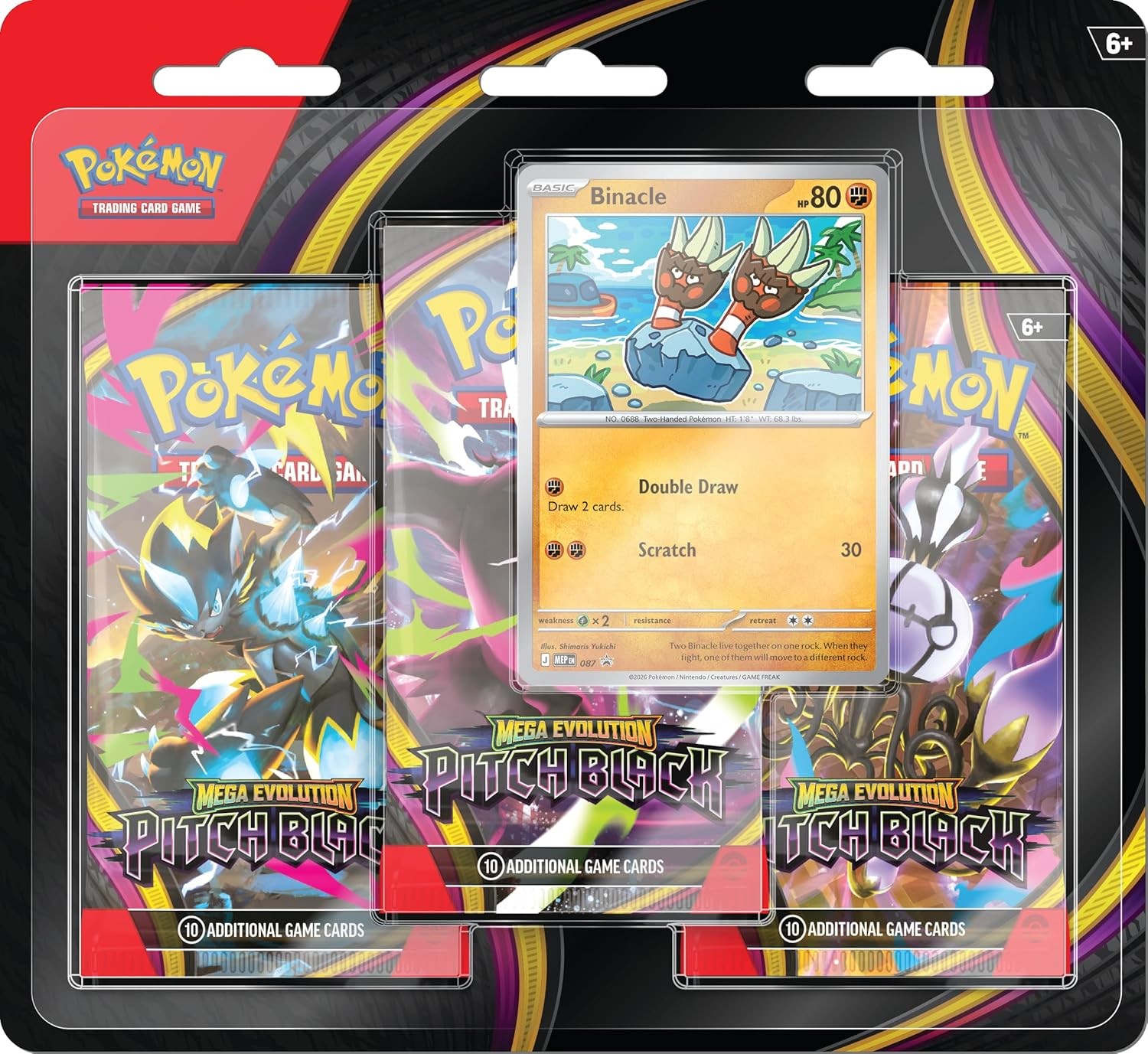 Pokemon TCG: Mega Evolution Pitch Black Triple Pack with 1 Foil Promo Card and 3 Booster Packs
