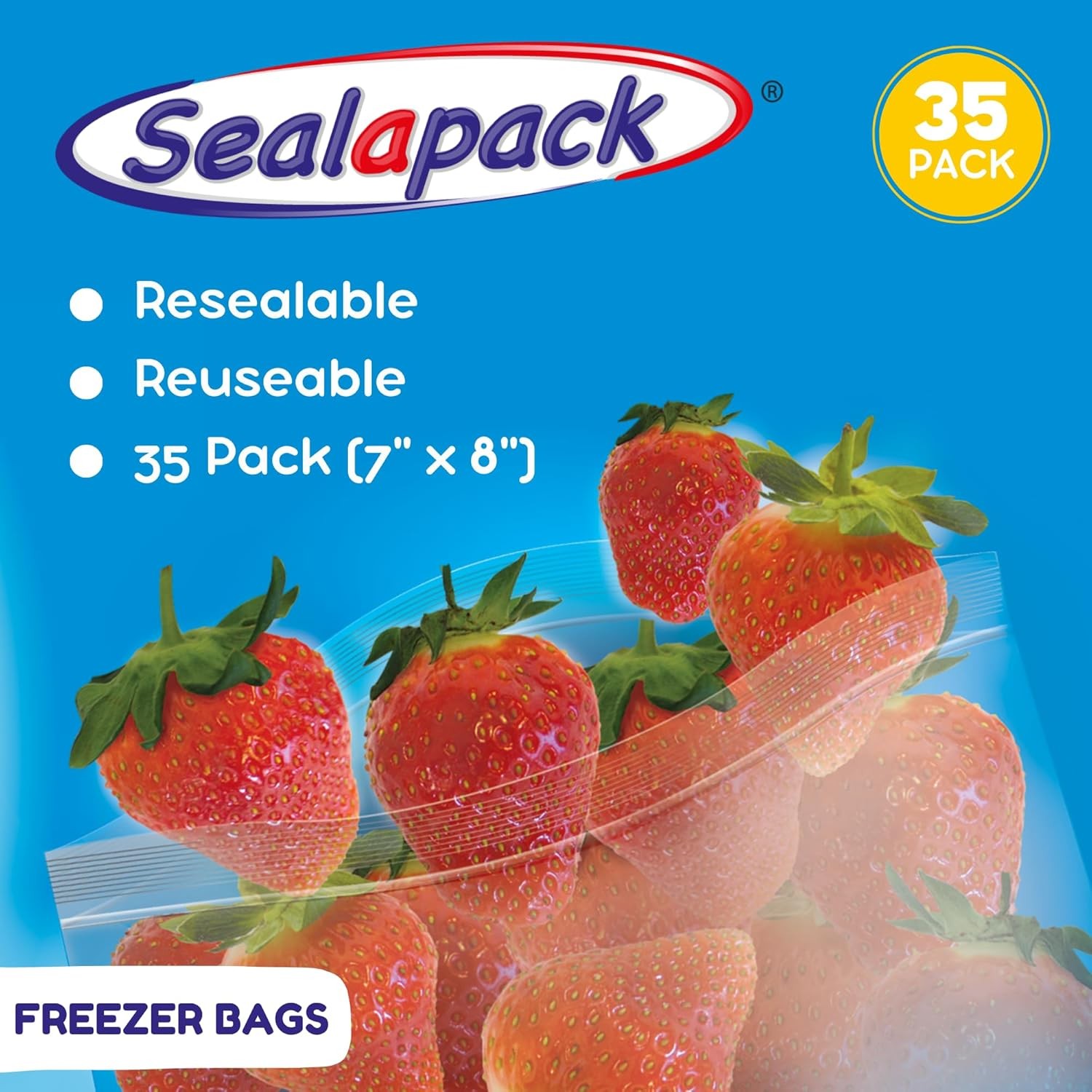 Sealapack Reusable Food and Freezer Bags, 35 Airtight, Resealable Bags