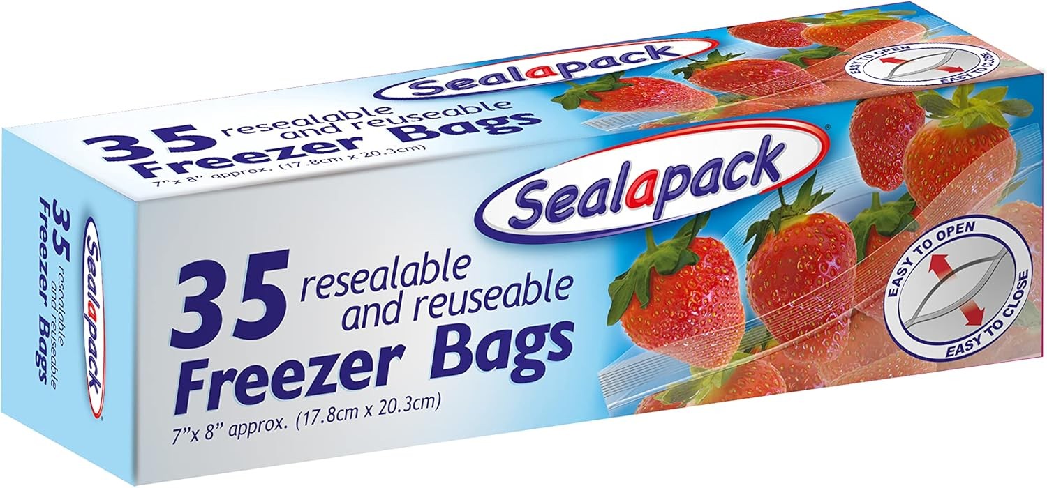 Sealapack Reusable Food and Freezer Bags, 35 Airtight, Resealable Bags