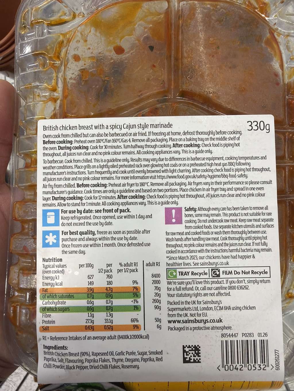 Sainsbury's Cajun British Chicken Breast Grills 330g Nectar Price, handy for tea