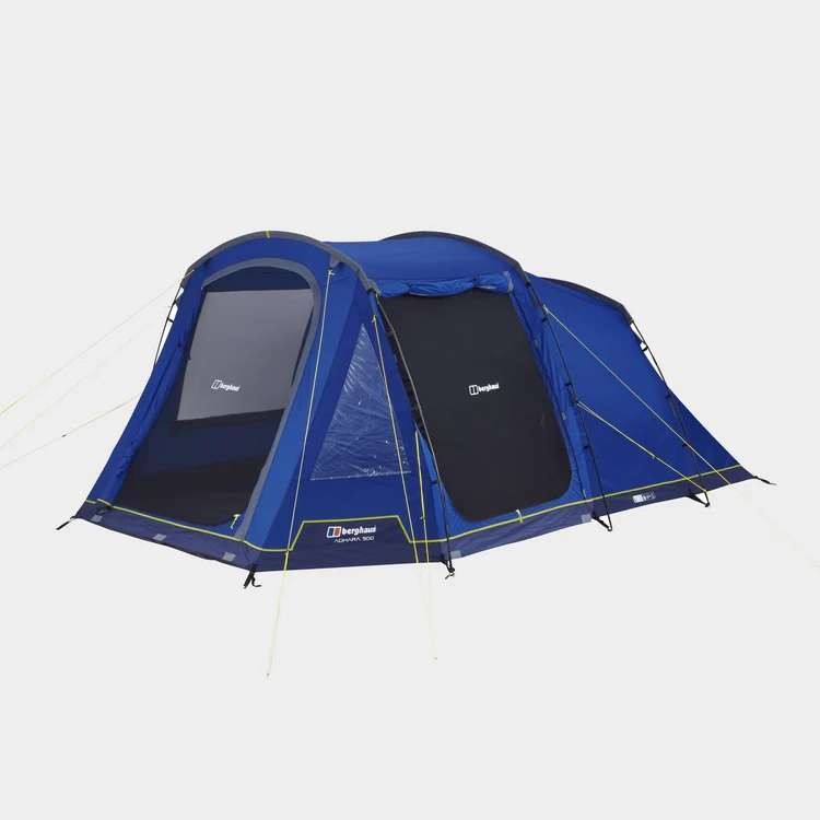 Berghaus Adhara Family Tents, 300 Nightfall, 500 Nightfall £200, 500 Air £280, 700 Nightfall £320, 700XL Air Nightfall £400 with code