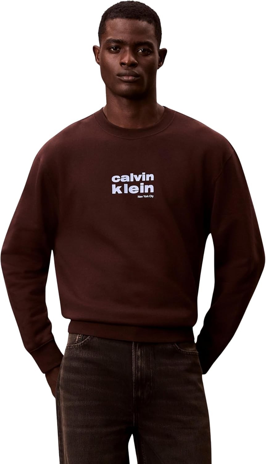 Calvin Klein Men's Ls 350fleece Retro Graphic Crewn Lv04le250g Sweatshirt, Pack of 1