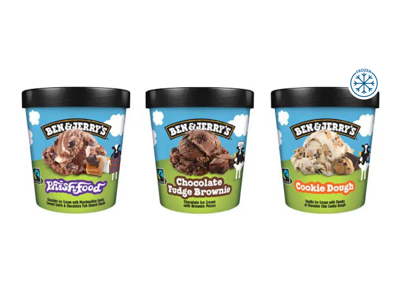 Ben & Jerry's Cookie Dough / Chocolate Fudge Brownie / Phish Food Ice Cream - Lidl Plus Price