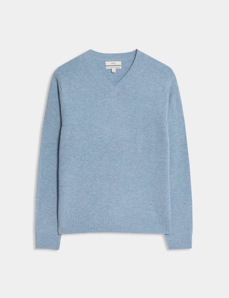 Mens M&S Pure Lambswool Jumpers, crew (grey, ecru, khaki) & V-neck (light blue). S-3XL, free C&C