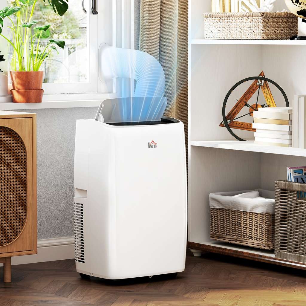 HOMCOM 14,000 BTU Mobile Air Conditioner with LED Screen, White, with Code