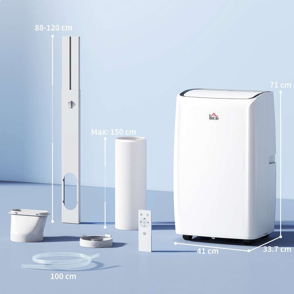 HOMCOM 14,000 BTU Mobile Air Conditioner with LED Screen, White, with Code