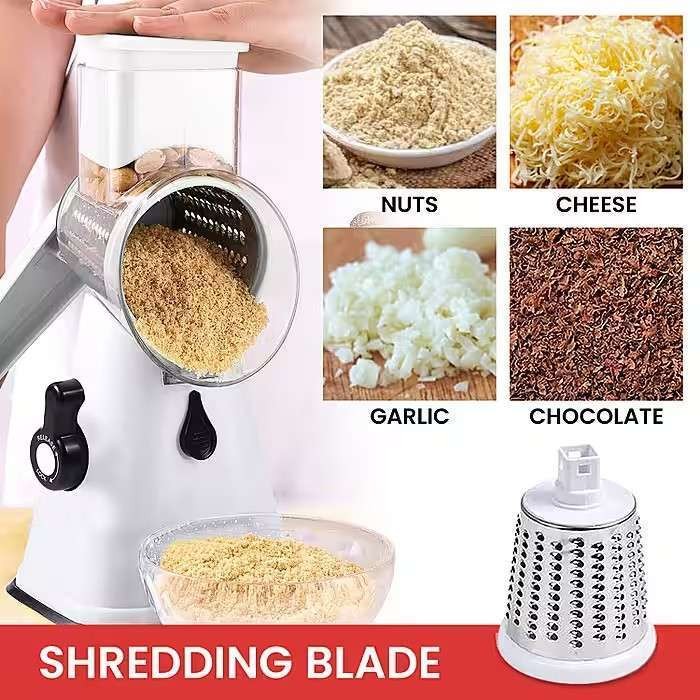 Spin Slice Master 3-in-1 Rotary Cheese Grater, Vegetable and Fruit Slicer