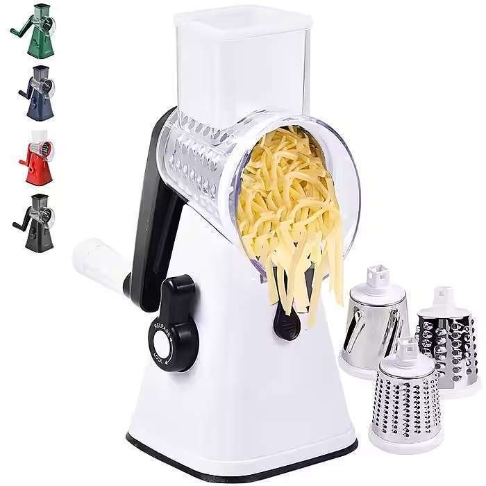 Spin Slice Master 3-in-1 Rotary Cheese Grater, Vegetable and Fruit Slicer