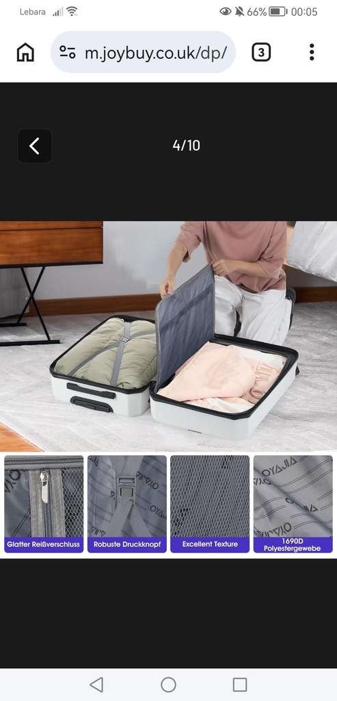 Handy lightweight 20/24/28 inch luggage set, vanity case, TSA lock, white or blue