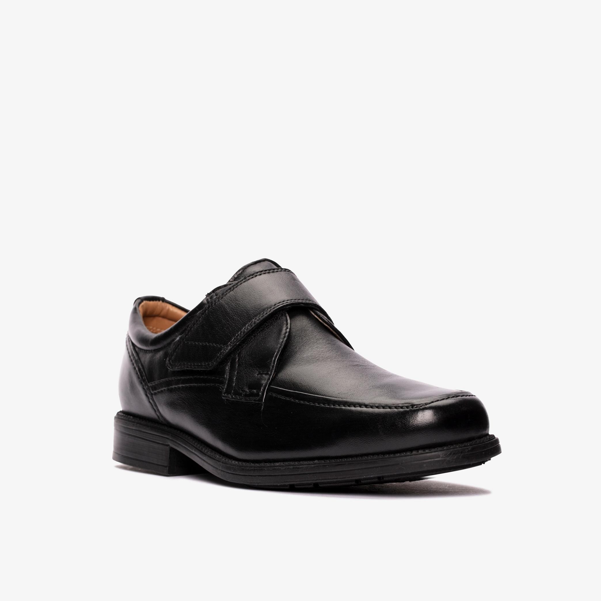 Mens Hail Roll Black Leather Slip On Shoes