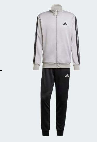 adidas men's 3 Stripes French Terry Track Suit in Medium Grey/Solid Grey, size XL