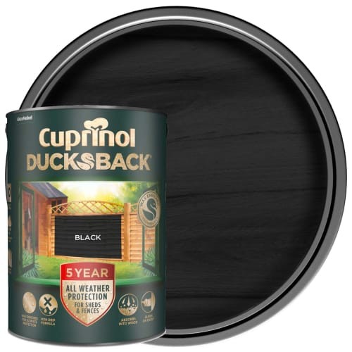 Cuprinol 5 Year Ducksback Matt Shed & Fence Treatment, Black, 5L