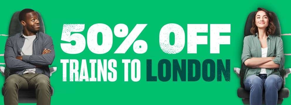 50% Off Trains To London via Newsletter Code, e.g. Birmingham to London £4.50, Liverpool to London £7, via App