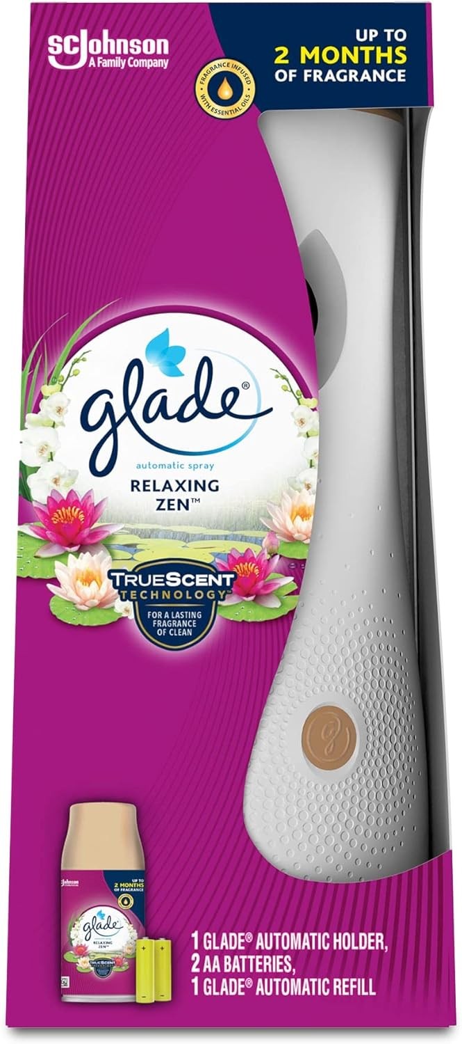 Glade Automatic Air Freshener Holder and Refill, Relaxing Zen, 1 Starter Kit