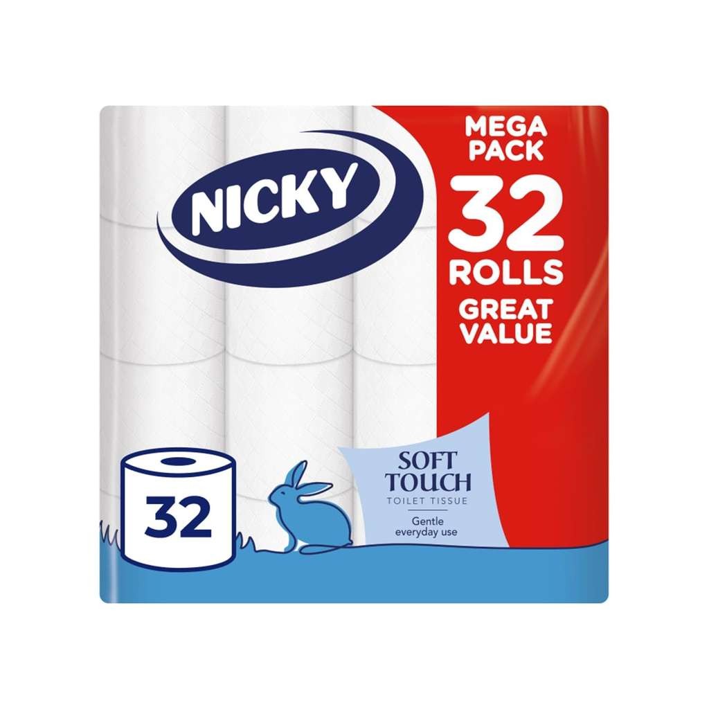 Nicky Soft Touch Toilet Tissue, 32 rolls for £6.58 with S&S, good value