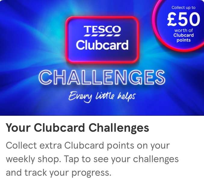 Tesco Clubcard Challenge, collect up to 5000 bonus points, selected accounts