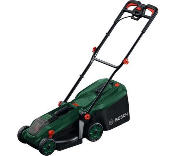 Bosch Rotak 18V-34 Cordless Rotary Lawn Mower, Green and Black