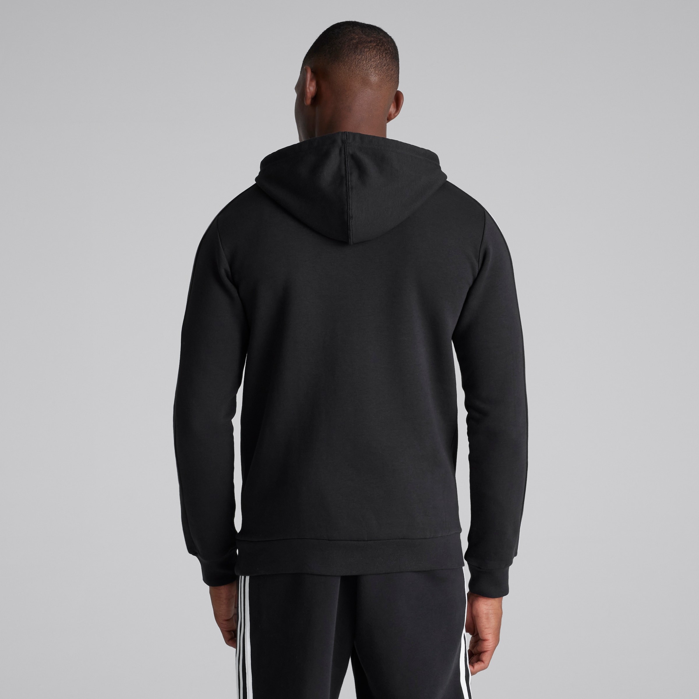 Manchester United x adidas Mens Essentials Fleece 3-Stripes Hoodie Black