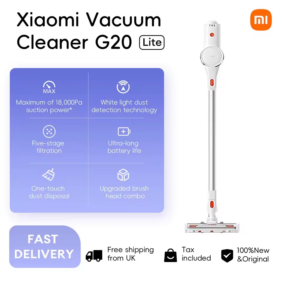 Xiaomi Vacuum Cleaner G20 Lite, Mijia Wireless Hand-Held, Strong Suction, Long Battery Life, Searchlight Dust Removal, Mite Suction