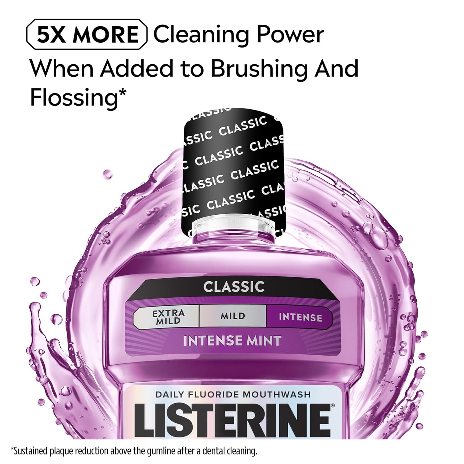 Listerine Total Care Intense Taste Classic Antibacterial Mouthwash, Fresh Mint, 1000ml