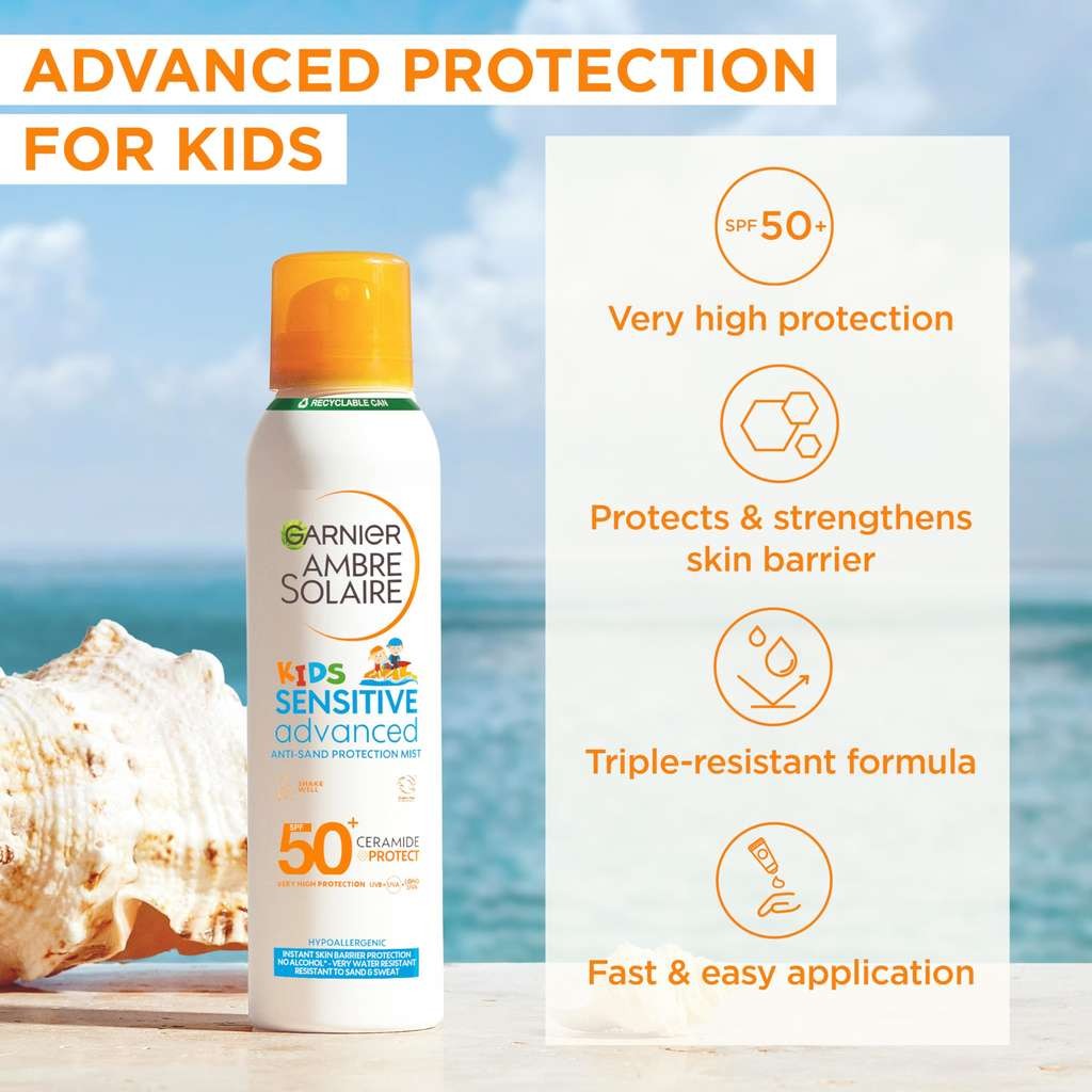 Garnier Ambre Solaire Sun Cream SPF 50+ Kids Sensitive Advanced 150ml, with voucher