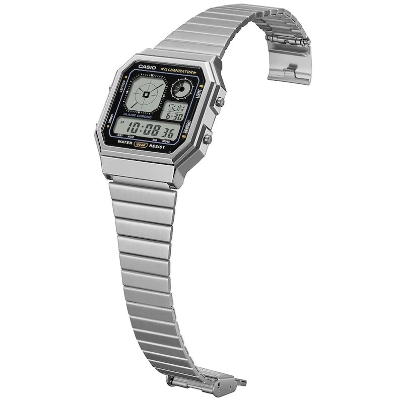 Casio A130WE-1AEF Retro Vintage Black Square Dial & Stainless Steel Watch