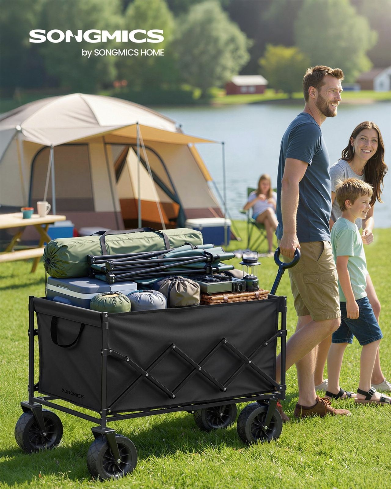 SONGMICS Foldable Camping Trolley with Wheels