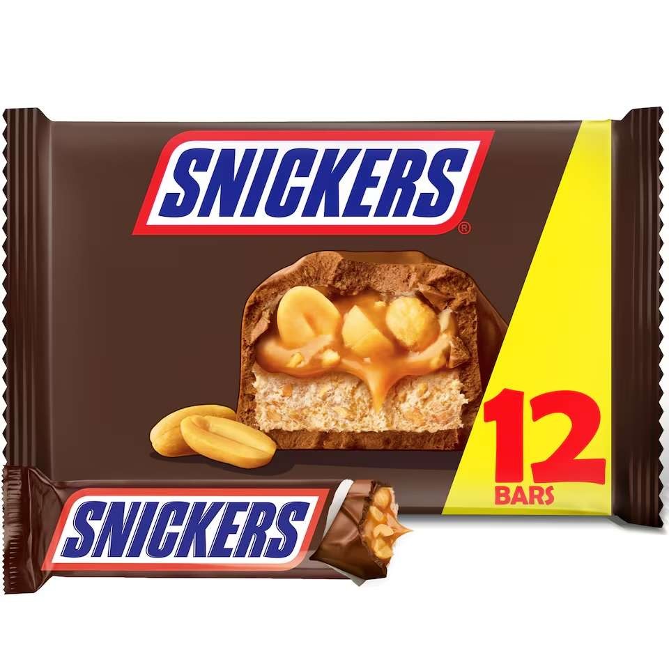 Snickers Peanut Milk Chocolate Bars Multipack 12 x 34.5g, Clubcard Price
