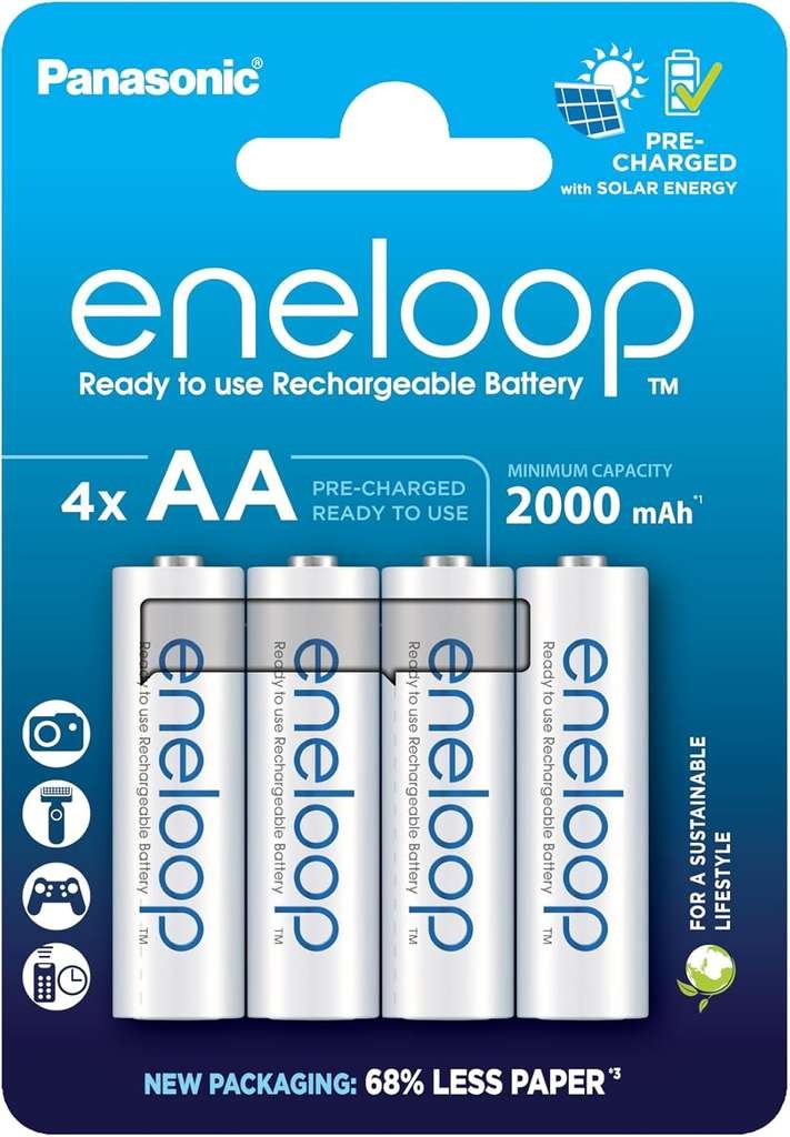 Eneloop AA Rechargeable Battery, Pack of 4, 2000 mAh, 2000 Cycles - £9.28 S&S