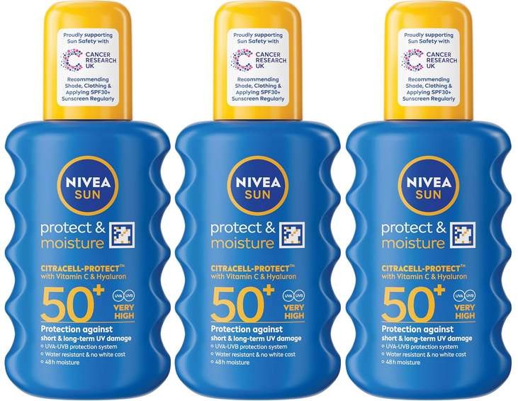 Nivea Sun Protect & Moisture 3x200ml, SPF 50+/30/20. £11.73 (£10.70 S&S), 5% WYB 4