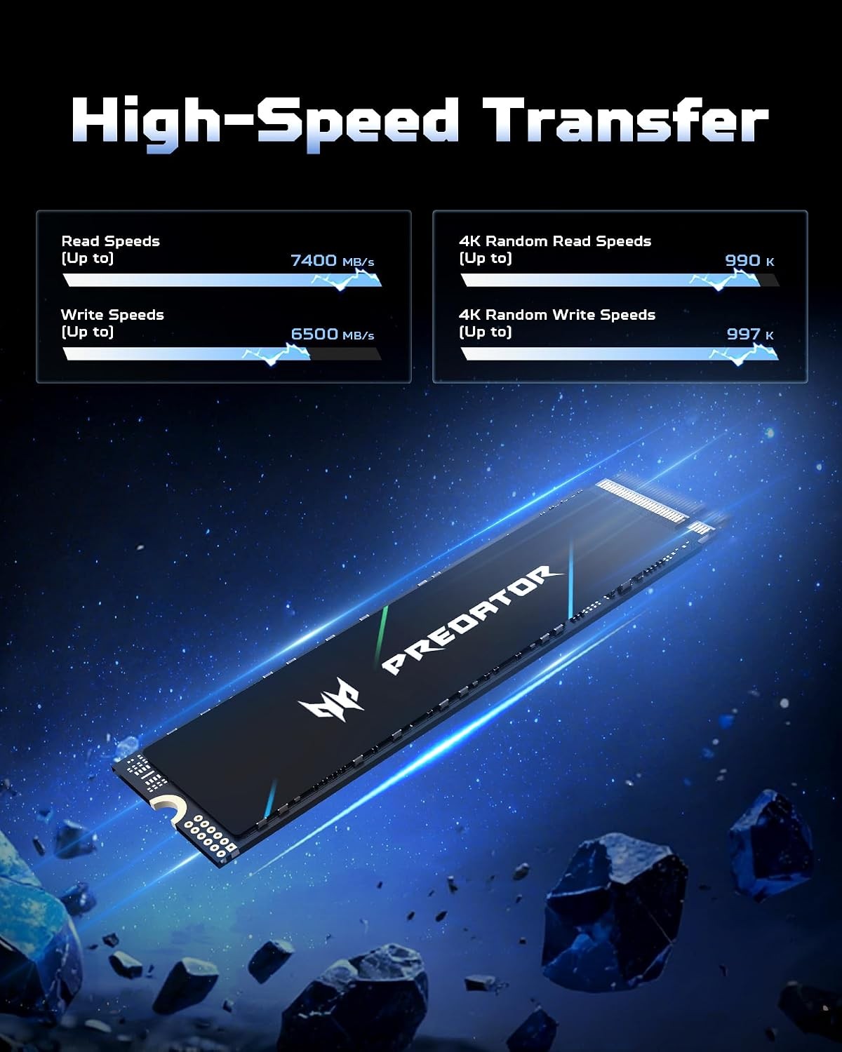 Acer Predator GM7 2TB SSD, M.2 2280 PCIe Gen4 x4 NVMe 2.0, BL.9BWWR.119