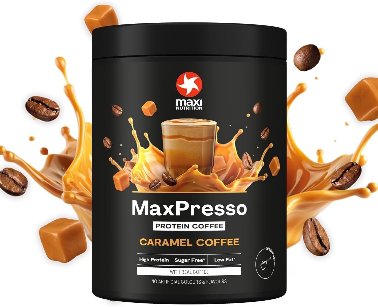 MaxiNutrition MaxPresso Caramel Protein Coffee Whey Protein Powder 21g Protein