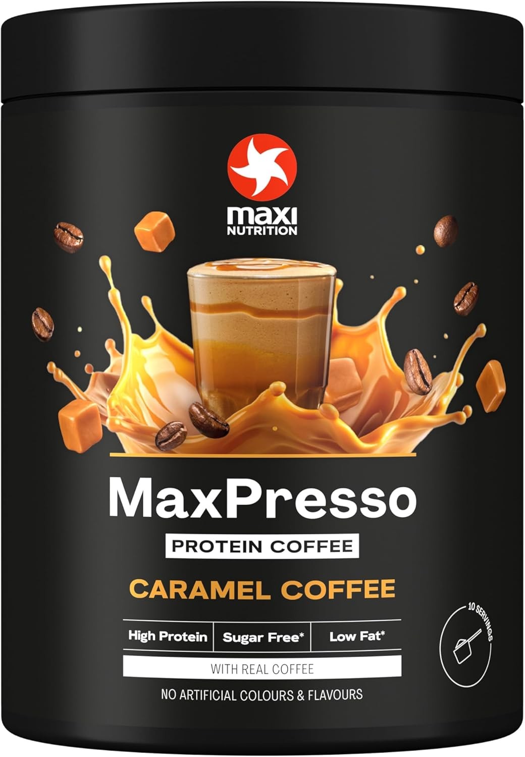 MaxiNutrition MaxPresso Caramel Protein Coffee Whey Protein Powder 21g Protein