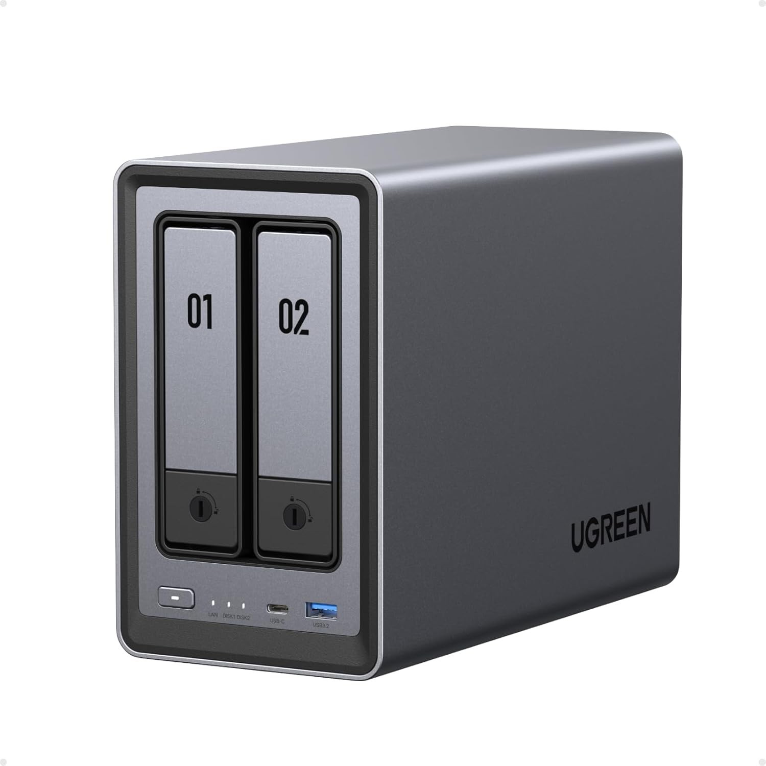 UGREEN NASync DXP2800, 2-Bay Desktop NAS, Intel N100 Quad-Core Processor, 8GB DDR5 RAM, 2.5GbE Ethernet, 2 x M.2 NVMe Slots, 4K HDMI, Home & Office Network Storage (Diskless)