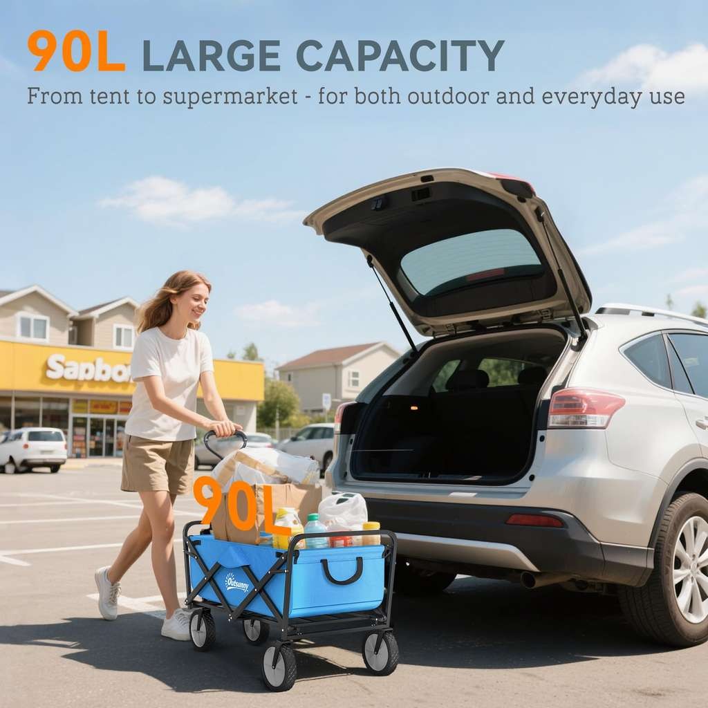 Outsunny 135L folding festival/camping trolley looks useful - adjustable handle, dual brakes