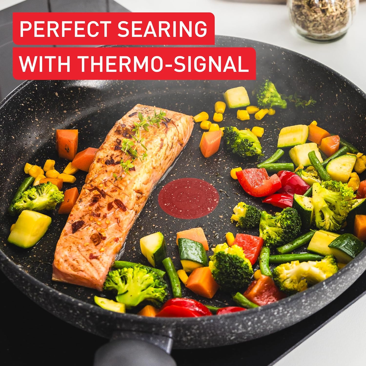 Tefal Titanium Stone Non-Stick Frying Pan 24 cm, Pancake Pan, Black | Aluminium, Thermo-Signal Heat Indicator, All Hobs Including Induction, Metal Spatula Safe, E1050445