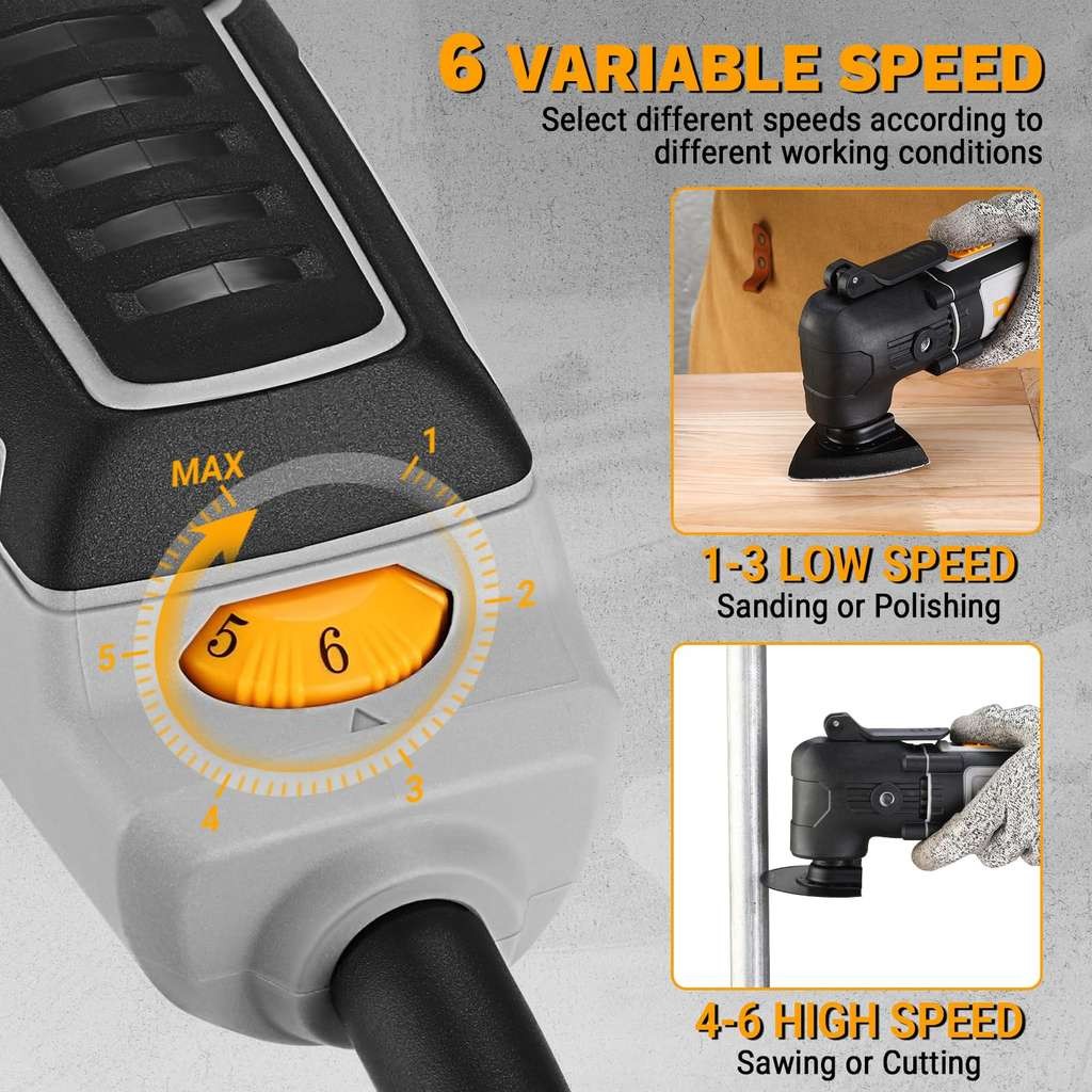 Dekopro 300W Oscillating Multi Tool, 28pcs Accessories, 6-Speed Control with Voucher