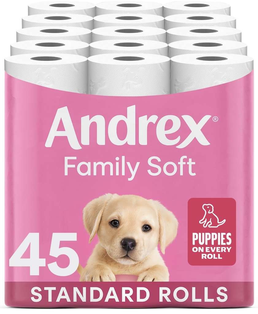 Andrex Family Soft Toilet Roll, 45 Toilet Rolls, Bulk Buy