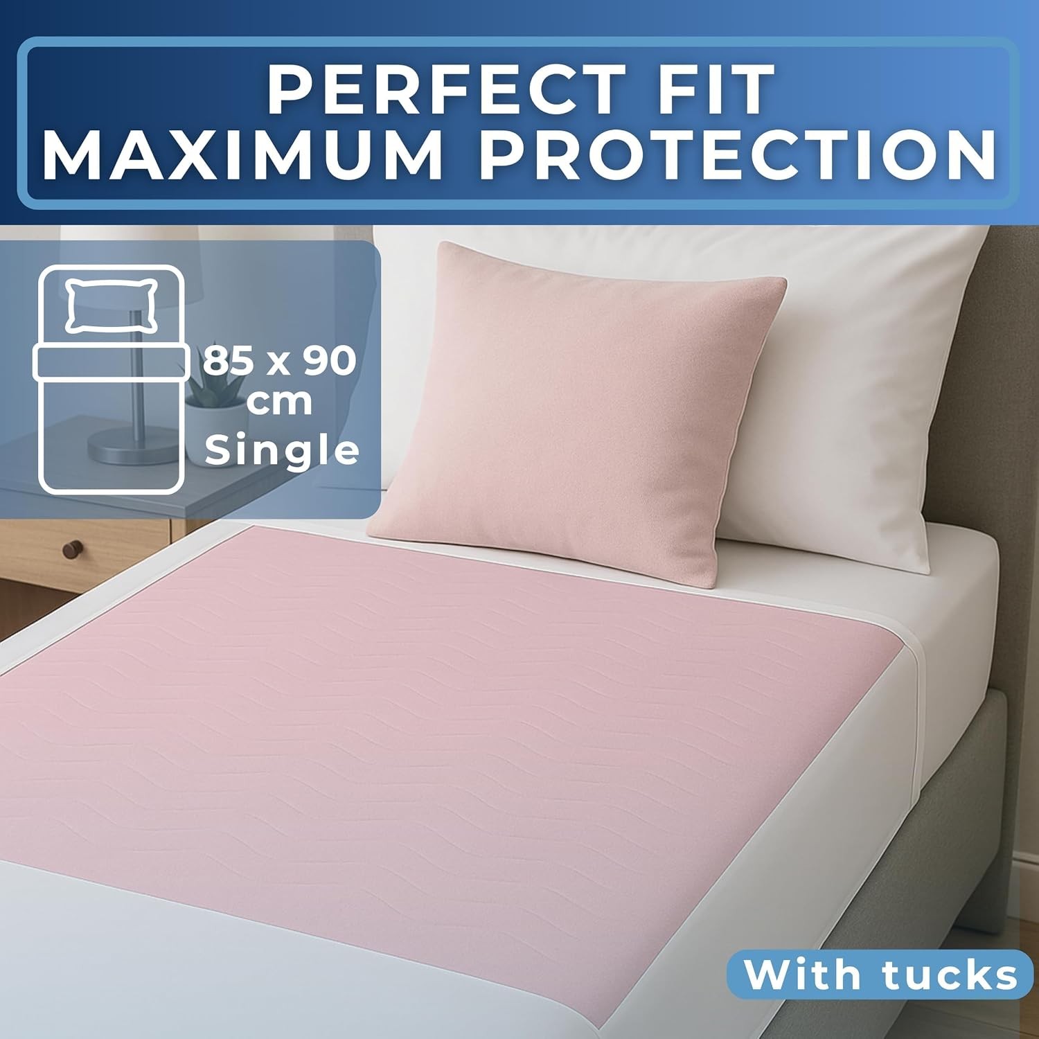 2 x Easy Care Solutions Washable Bed Pads with Tucks, 85x90cm, Pink, 3L Absorbency