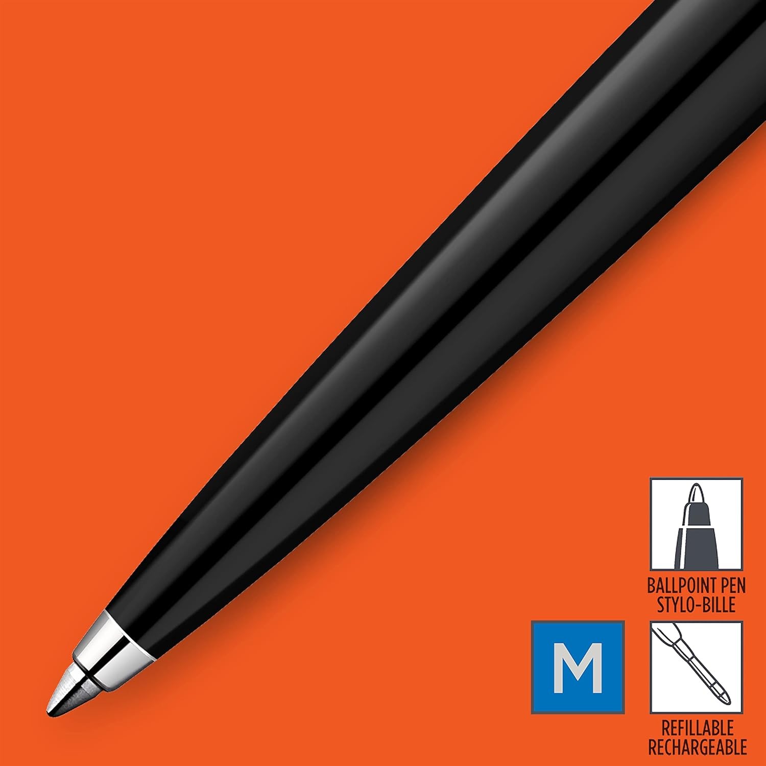 Parker Jotter Originals Ballpoint Pen, Classic Black, Medium Point, Blue Ink