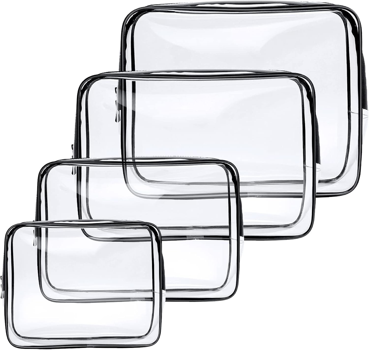 Aucuu 4-Pack Clear Wash and Makeup Bags TSA Approved PVC Waterproof Travel Wash Bags