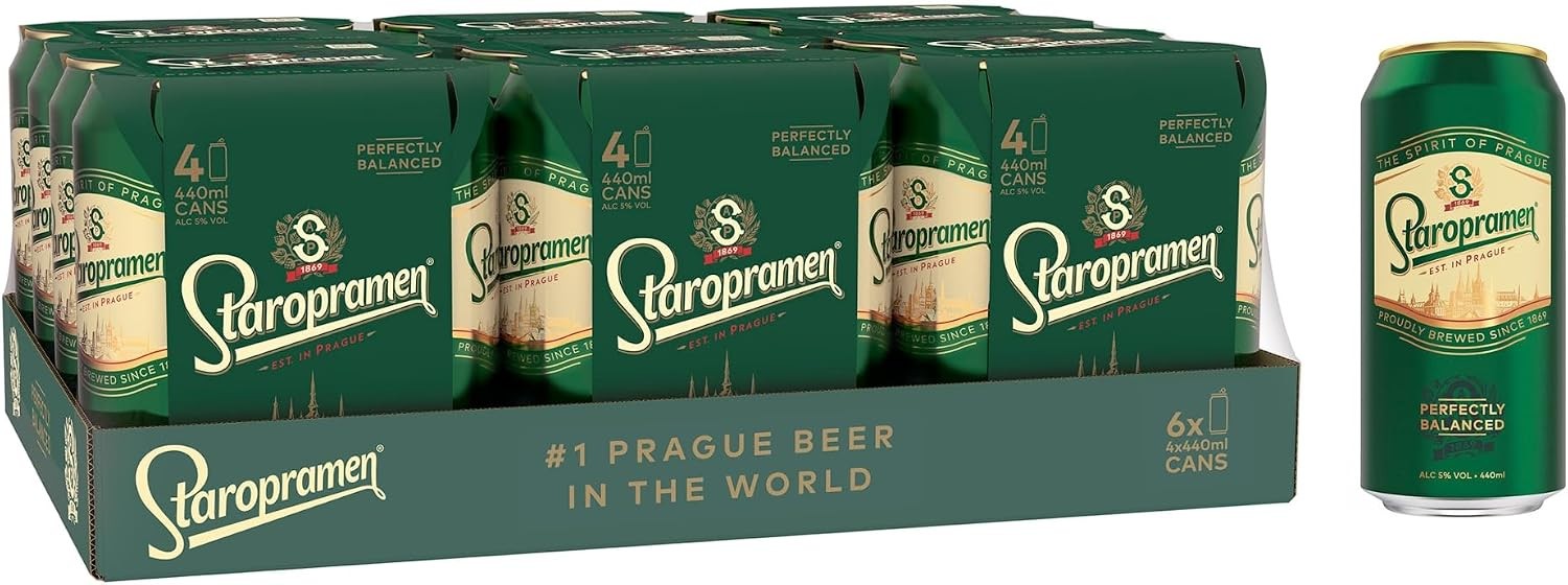 Staropramen Premium Czech Style Pilsner Lager 24 x 440ml Cans