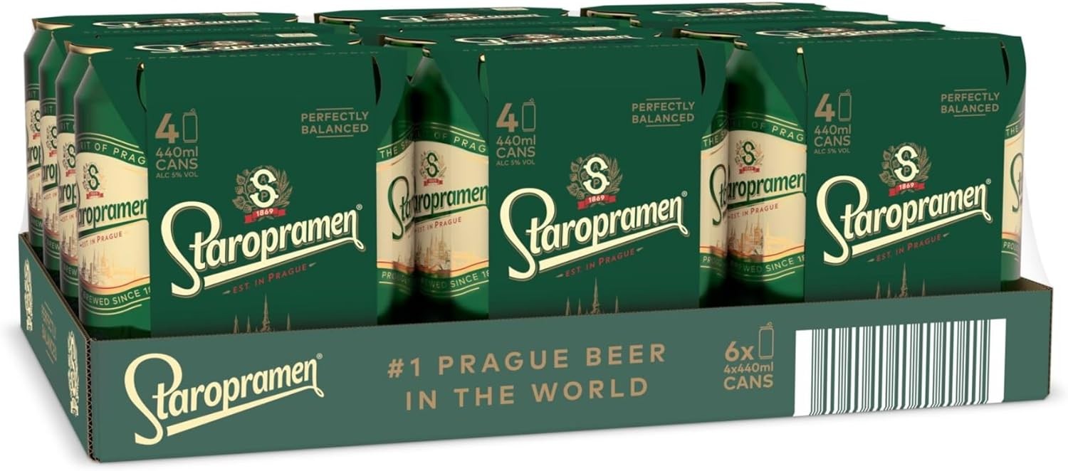 Staropramen Premium Czech Style Pilsner Lager 24 x 440ml Cans