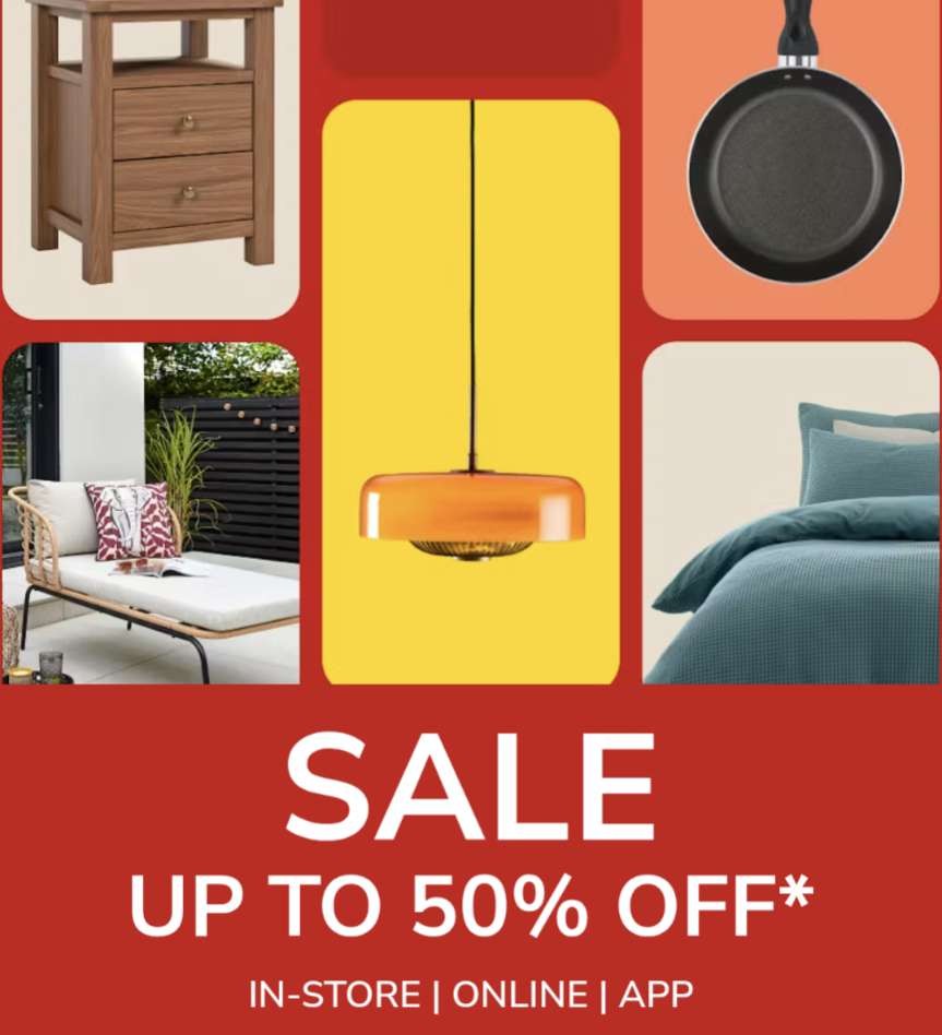 Up to 50% off homeware, garden, furniture & toys, further reductions, new lines, free C&C